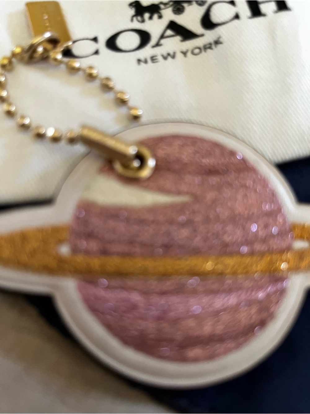 Coach Glitter Planet Bag Charm — Pink & Gold Accents - Picture 7 of 12